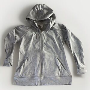 Athleta Women's Triumph Hoodie Light Gray Full Zip Sz Large Activewear Yoga